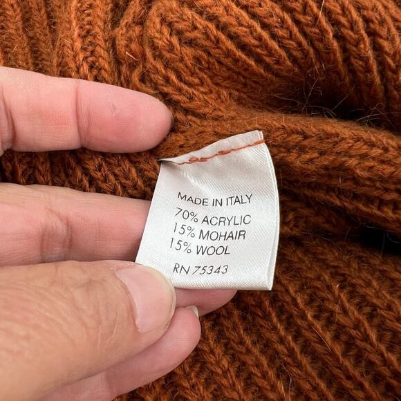 Elisabetta M Mohair/Wool Asymmetric Cardigan Sweater Made In Italy Burnt Siena - Picture 6 of 12